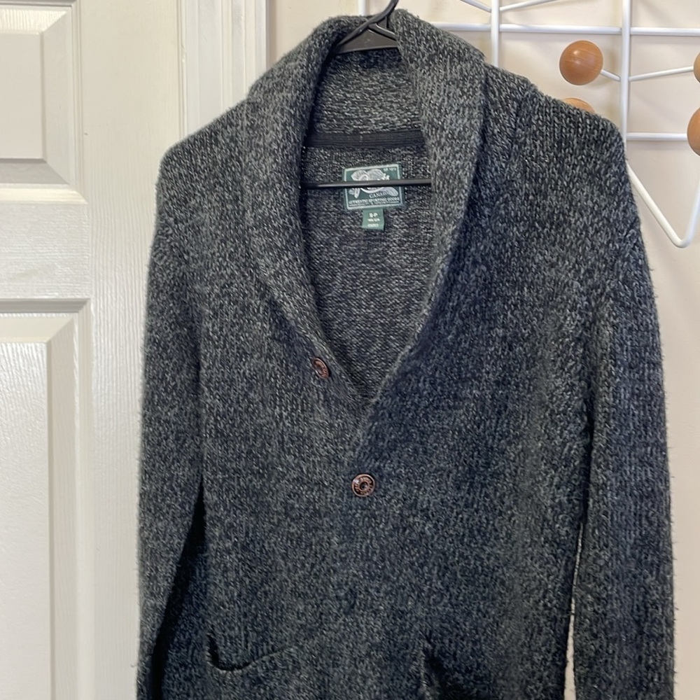 Roots - Classic Wool Blend Shawl Cardigan Sweater - Black / Grey - Small